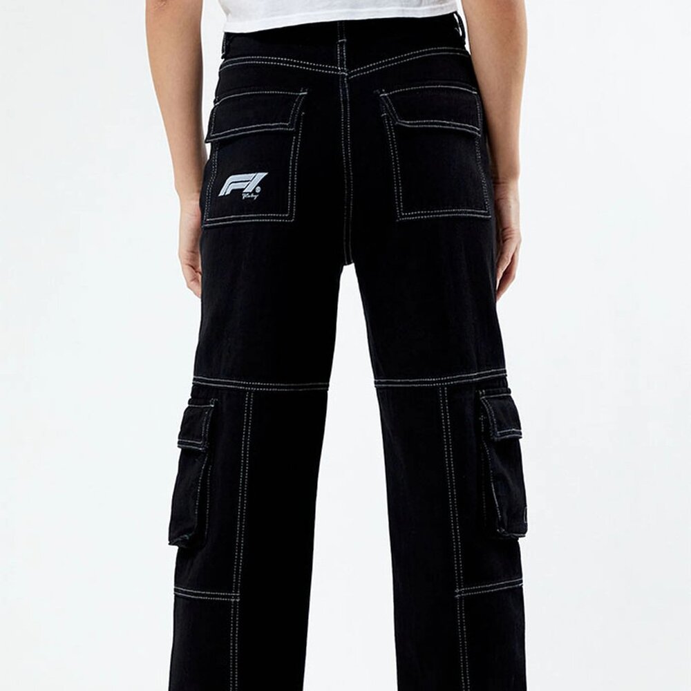 NWT $69 FORMULA 1 x PACSUN Black Raceway ‘90’s Boyfriend Cargo Jeans Sz 25 - Picture 3 of 11
